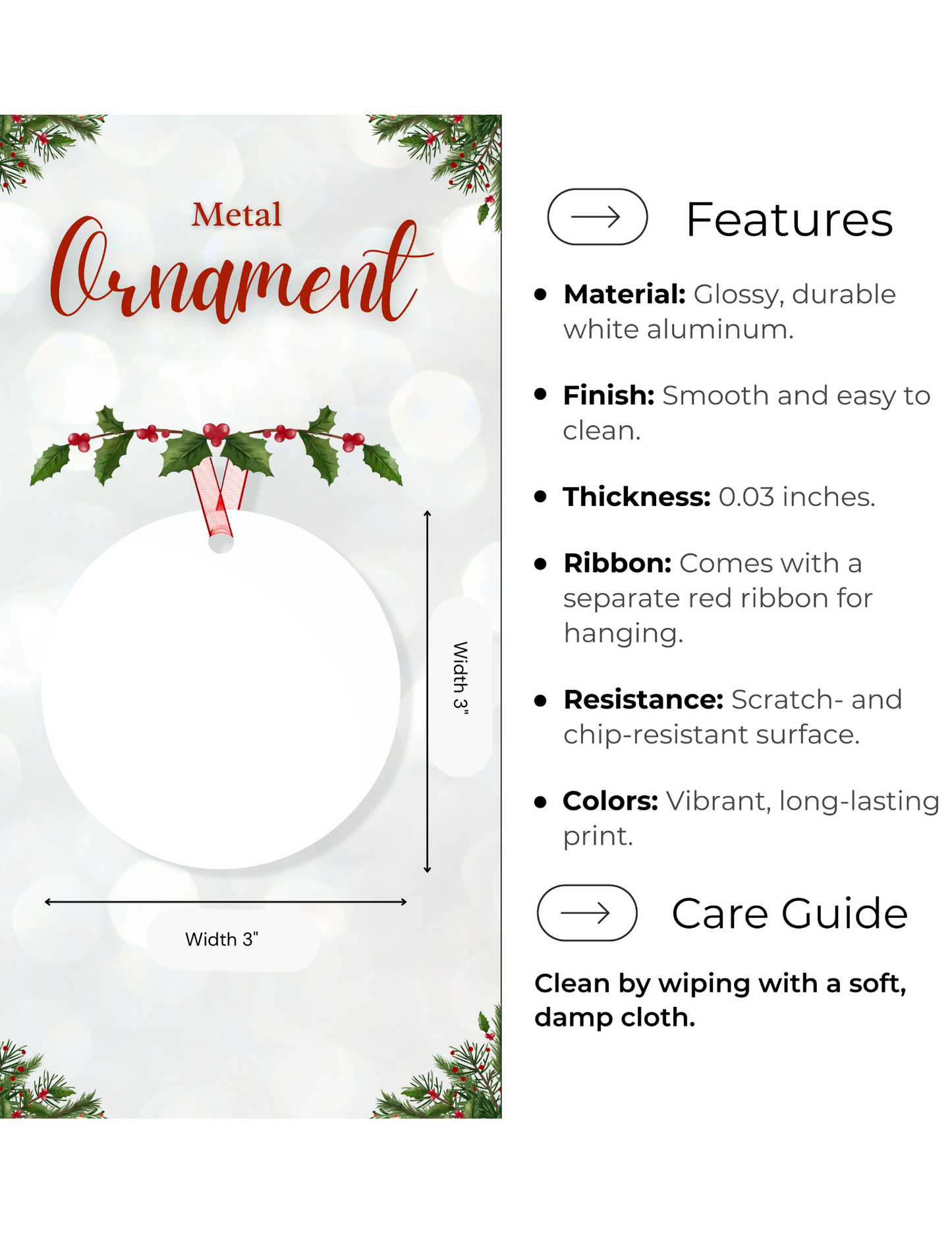 ✨ Personalized Female Nurse Christmas Ornament – 3” x 3” Double-Sided ✨