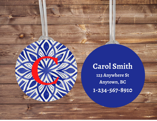 Personalized Mosaic Monogram Initial Luggage Bag Diaper tag