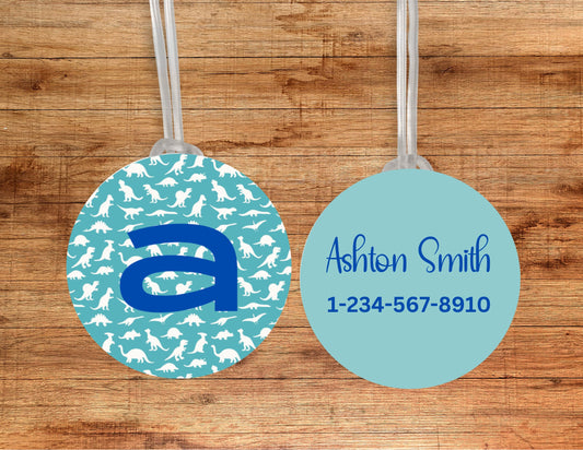 Dinosaur Initial Luggage Bag ID tag