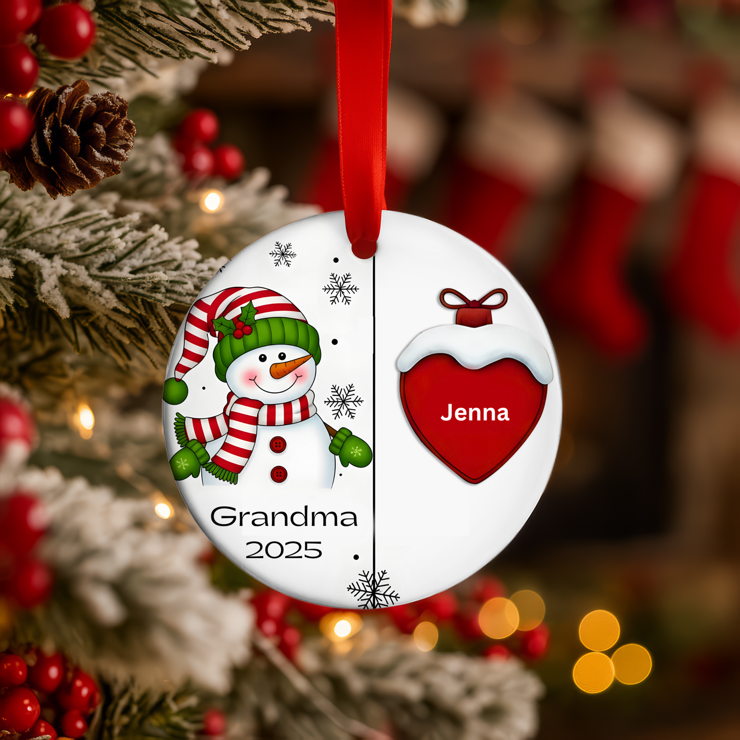 ✨ Snowman/woman Christmas Ornament – Up to 8 Grandchildren Names! ✨