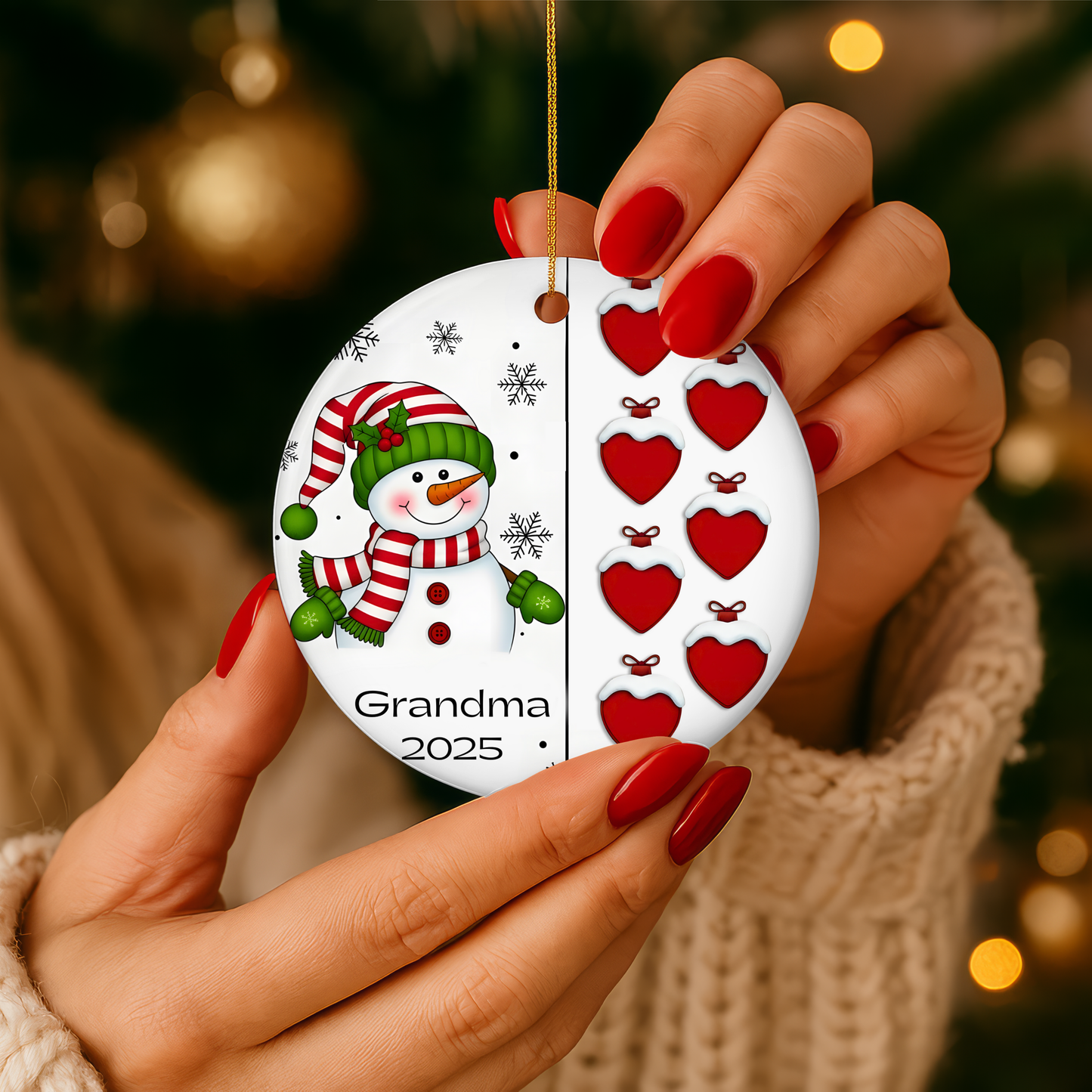 ✨ Snowman/woman Christmas Ornament – Up to 8 Grandchildren Names! ✨