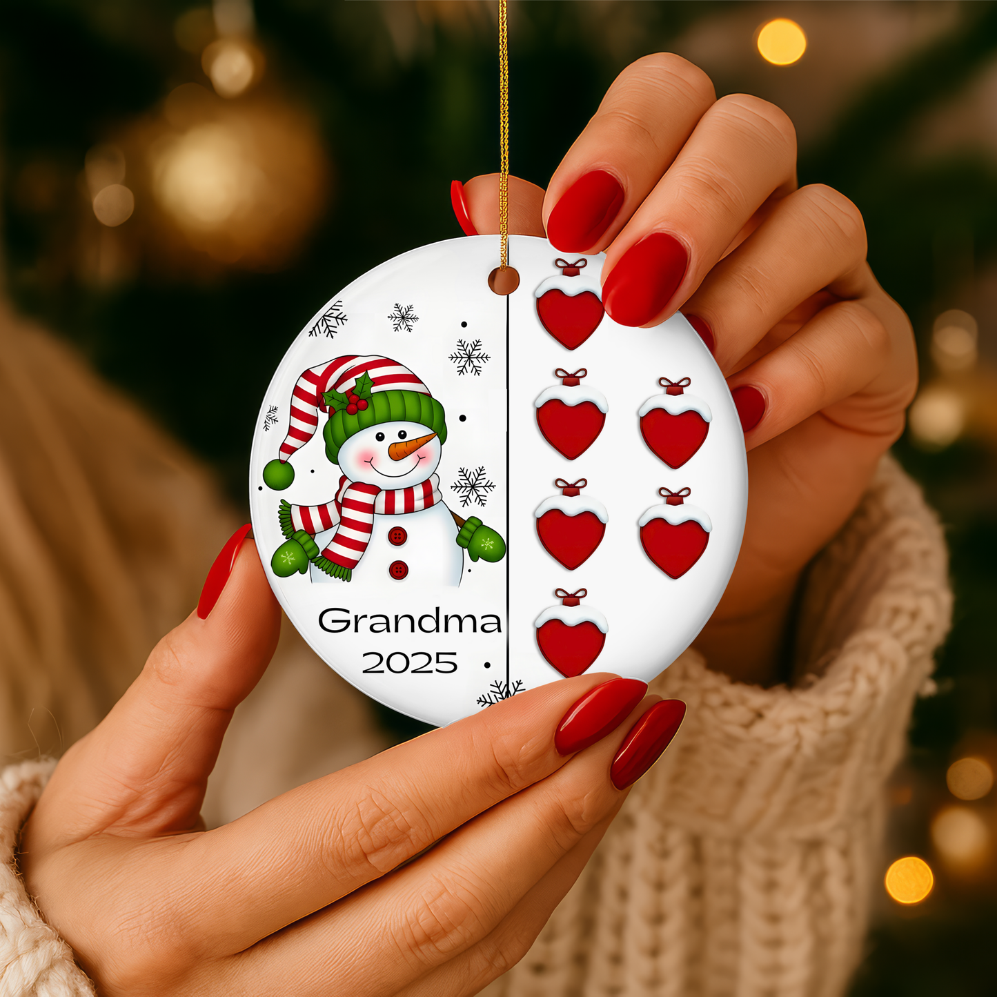 ✨ Snowman/woman Christmas Ornament – Up to 8 Grandchildren Names! ✨