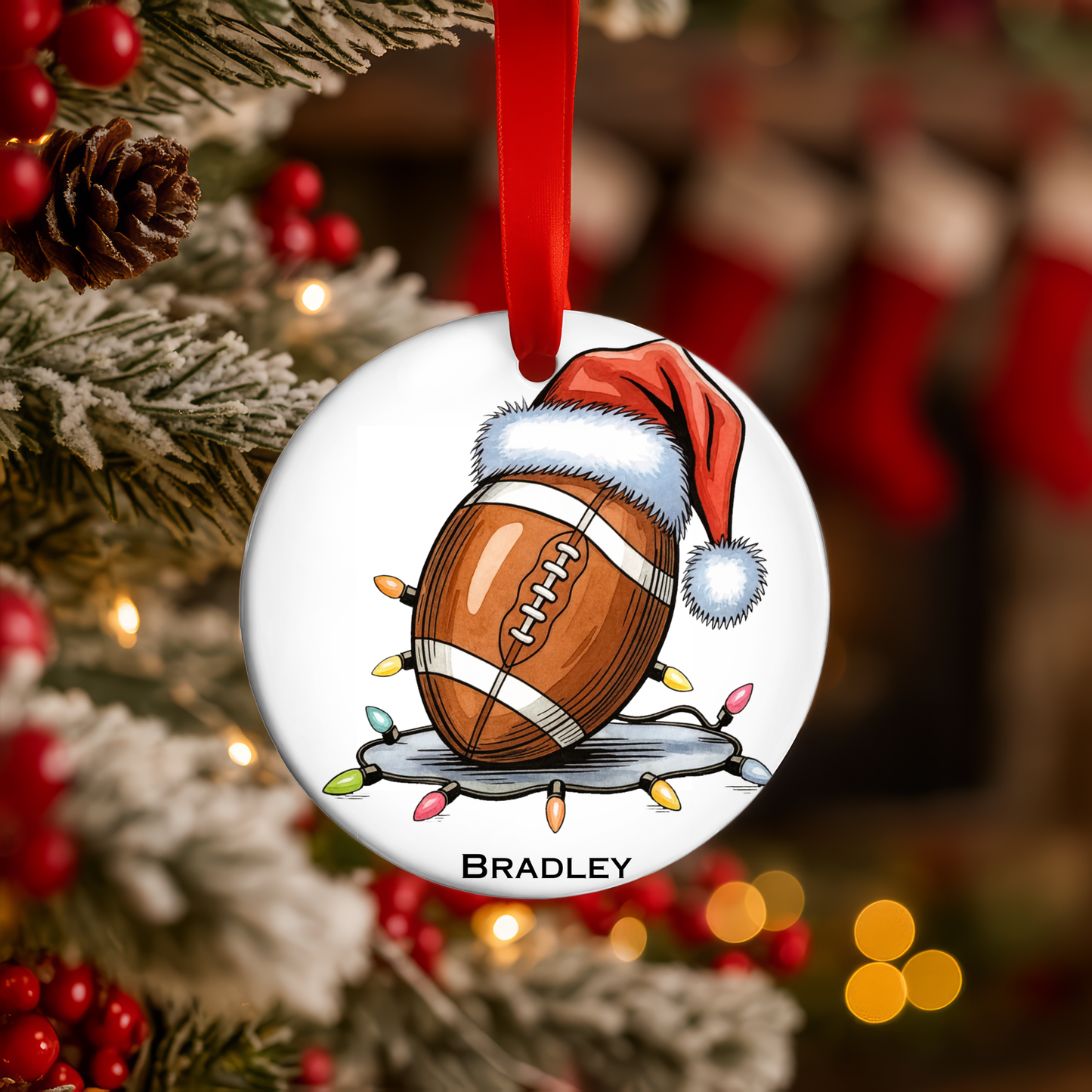 Custom Football Player Christmas Ornament