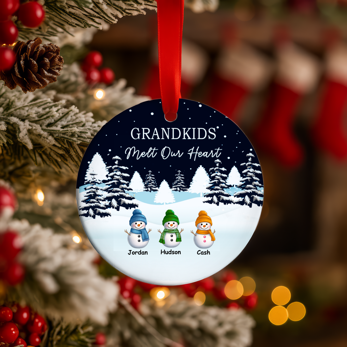 Grandkids melt our heart Christmas Ornament – Up to 8 Grandchildren Names!
