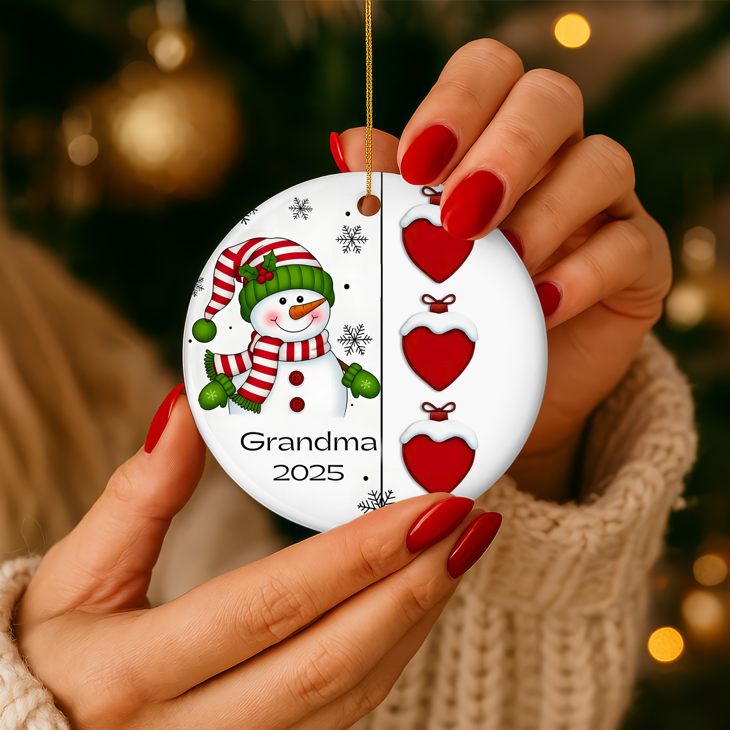 ✨ Snowman/woman Christmas Ornament – Up to 8 Grandchildren Names! ✨
