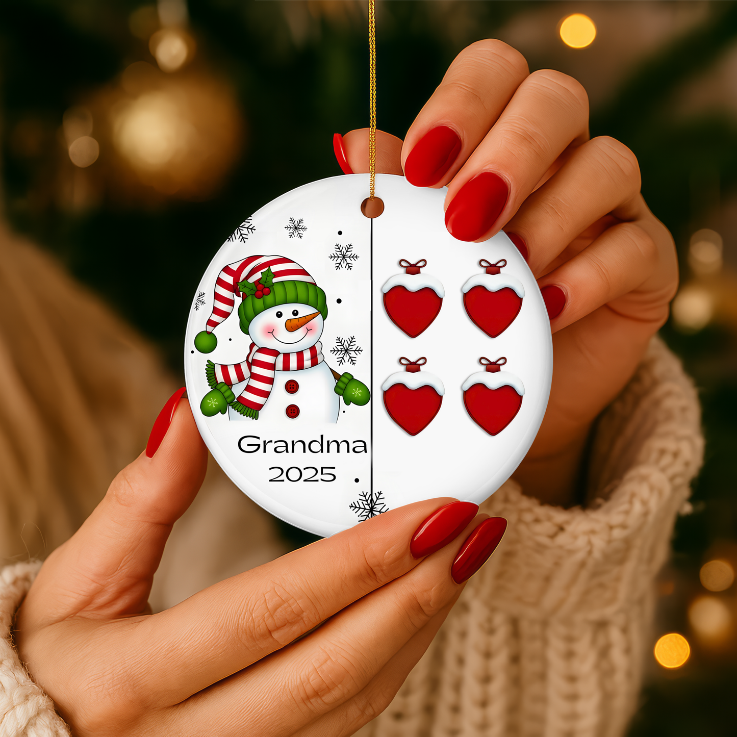 ✨ Snowman/woman Christmas Ornament – Up to 8 Grandchildren Names! ✨
