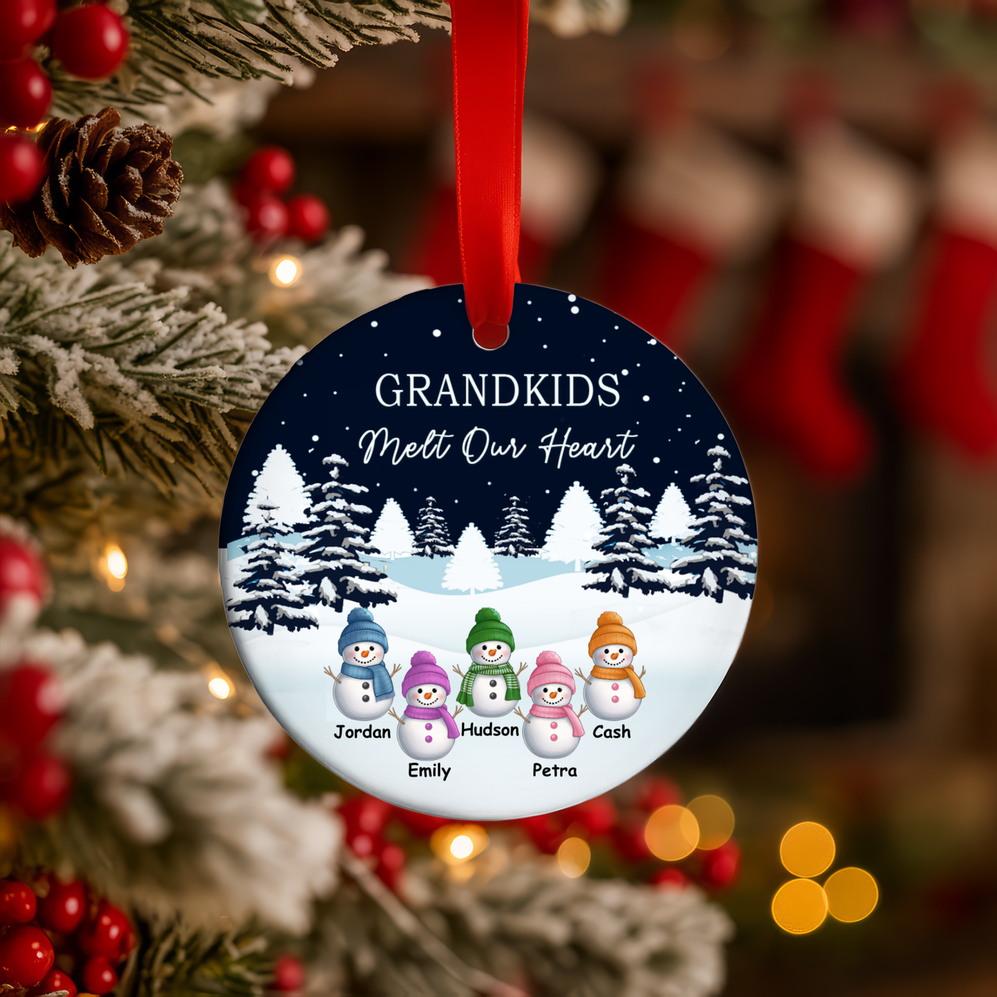 Grandkids melt our heart Christmas Ornament – Up to 8 Grandchildren Names!