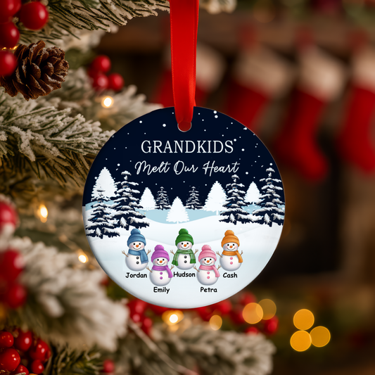Grandkids melt our heart Christmas Ornament – Up to 8 Grandchildren Names!