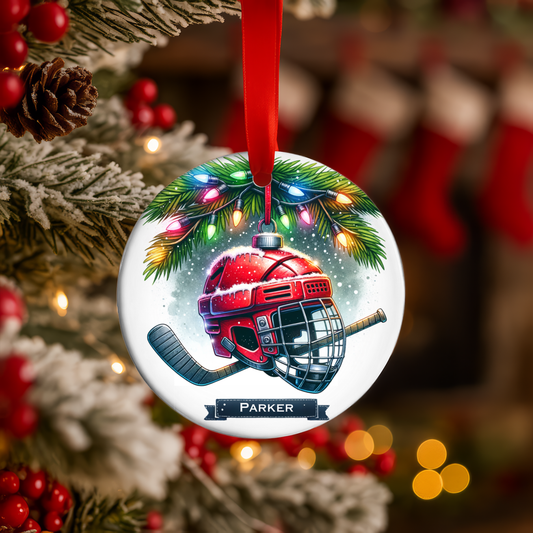 🎄 Personalized Double-Sided Hockey Christmas Ornament 🎄