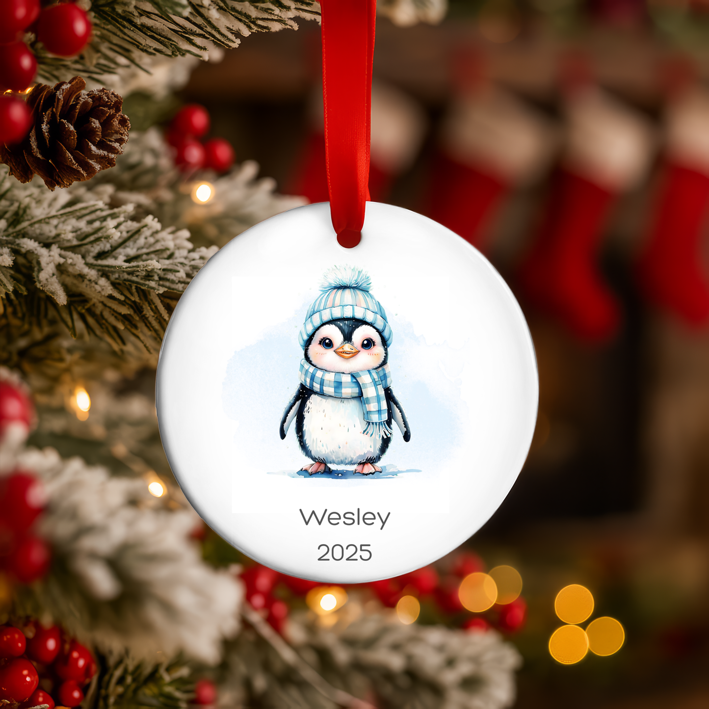 Whimsical Penguin Personalized Ornament