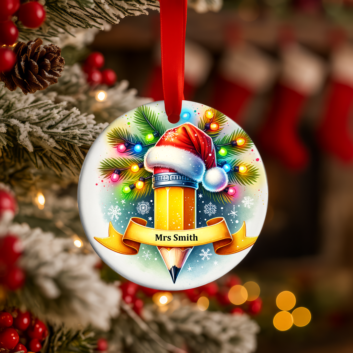 🎄 Personalized Double-Sided Teacher Christmas Ornament 🎄