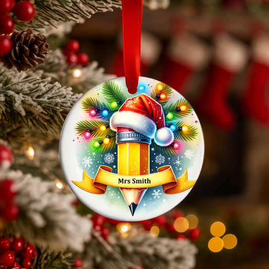 🎄 Personalized Double-Sided Teacher Christmas Ornament 🎄