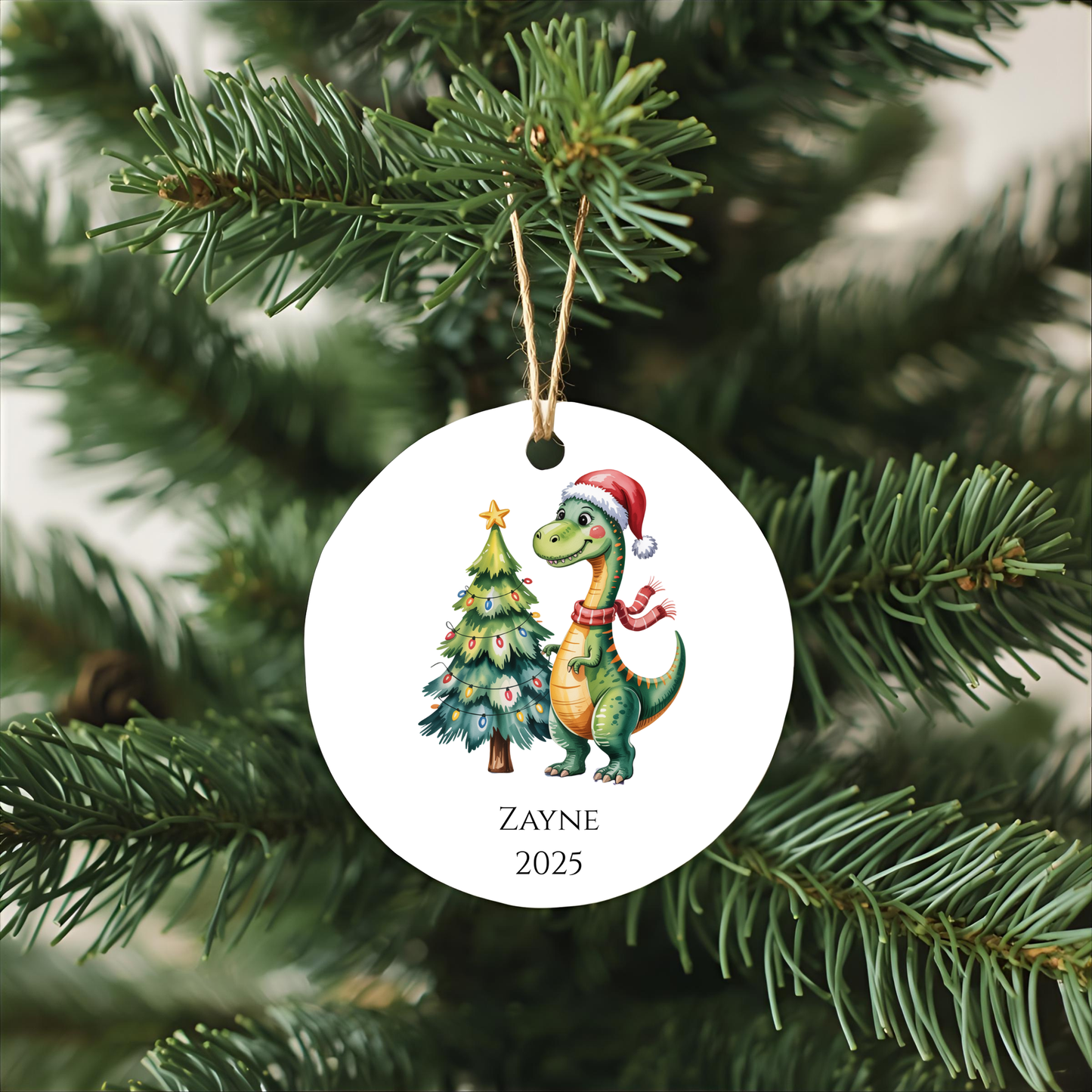 ✨ Personalized Christmas Dinosaur Ornament  ✨