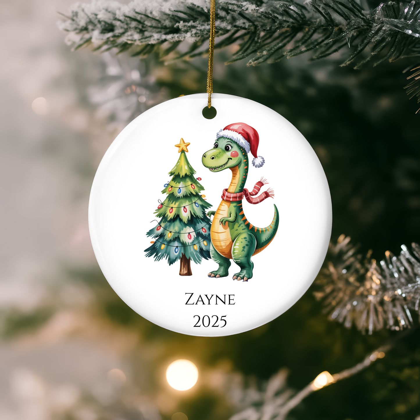 ✨ Personalized Christmas Dinosaur Ornament  ✨