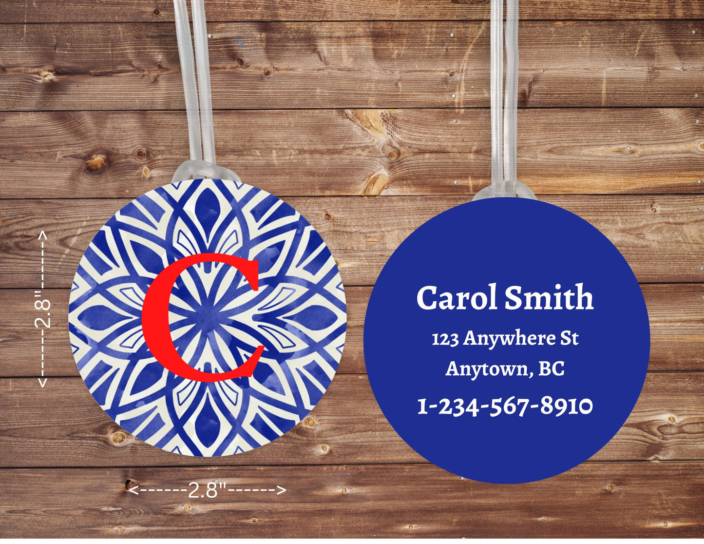 Personalized Mosaic Monogram Initial Luggage Bag Diaper tag