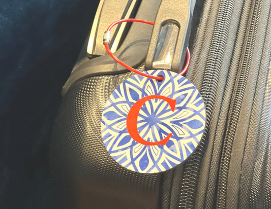 Personalized Mosaic Monogram Initial Luggage Bag Diaper tag